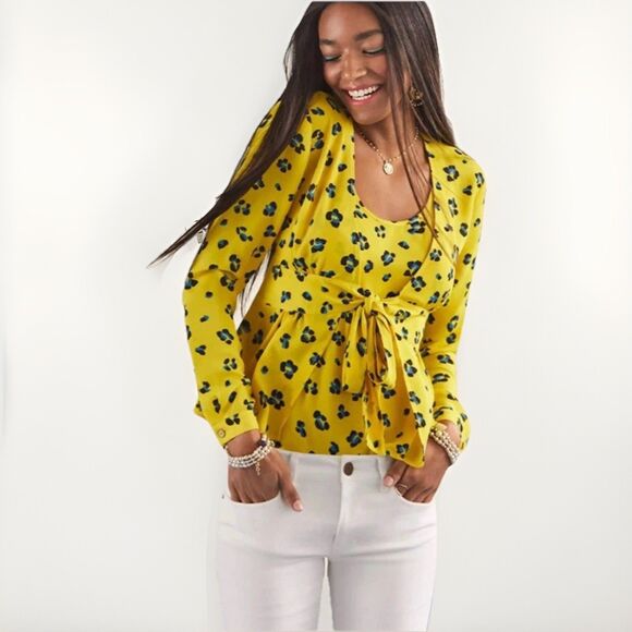 Cabi Sunny  #5596 Limited Edition Yellow Front Tie Floral Tank Jacket Set‎ Large - Picture 1 of 9